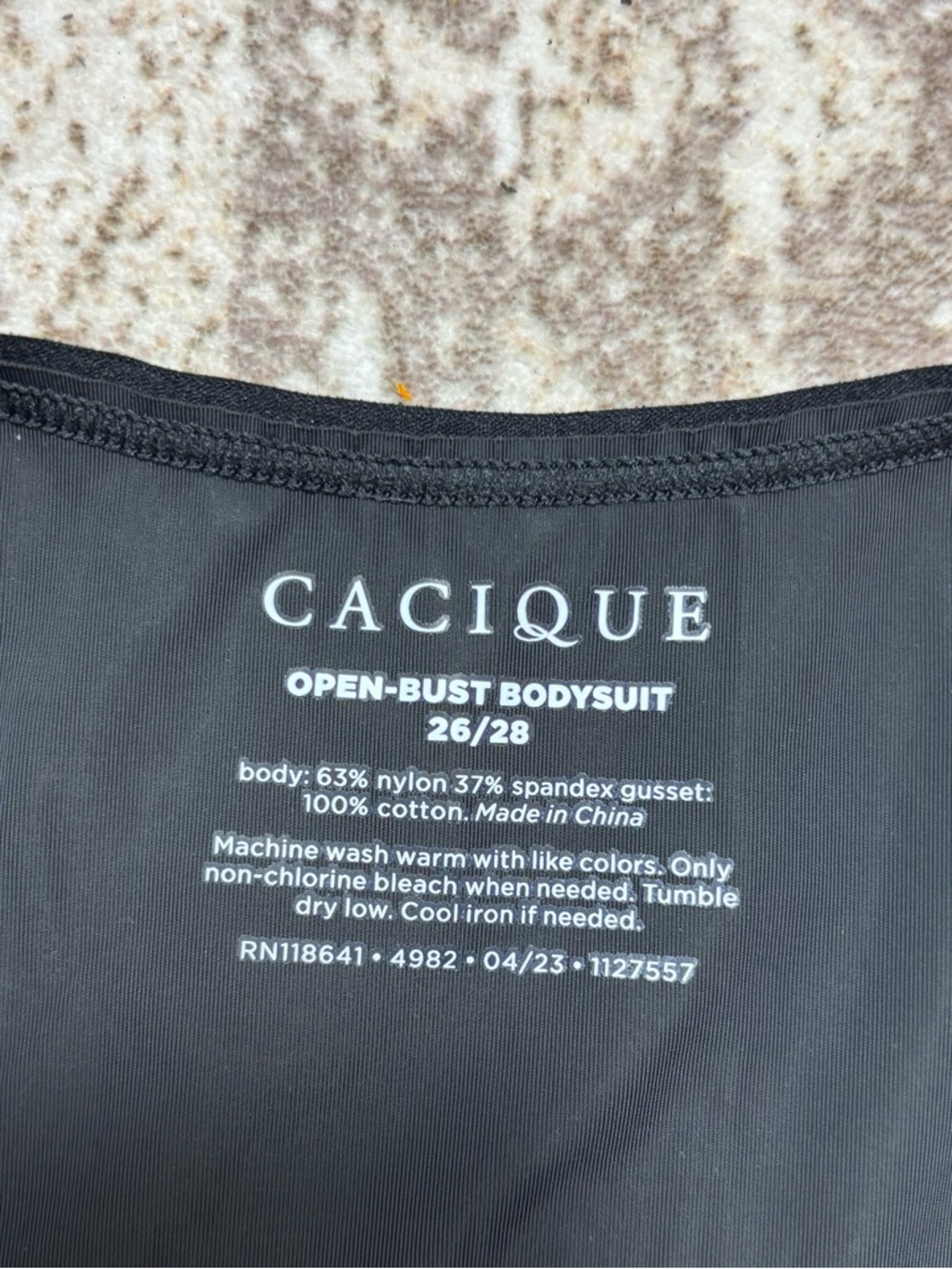 Cacique Black Open Bust Body Suit Size 26/28 - Picture 3 of 5